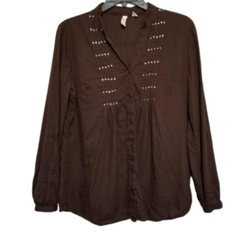 Women's, St. Johns Bay, brown, long sleeve top, Size MEDIUM